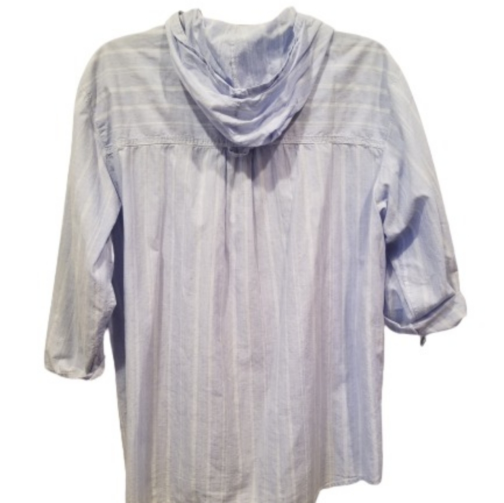 Blue Chambray Hoodie Shirt